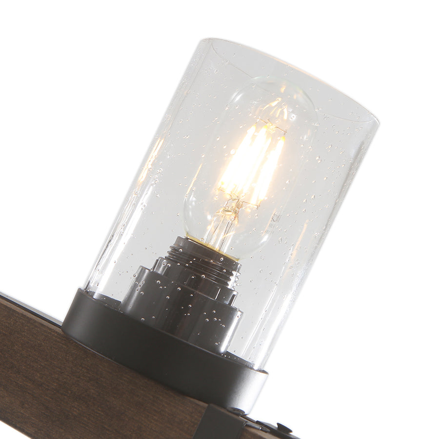 5-Light Wrought Iron Wood Chandelier Light Fixture - Thehouselights