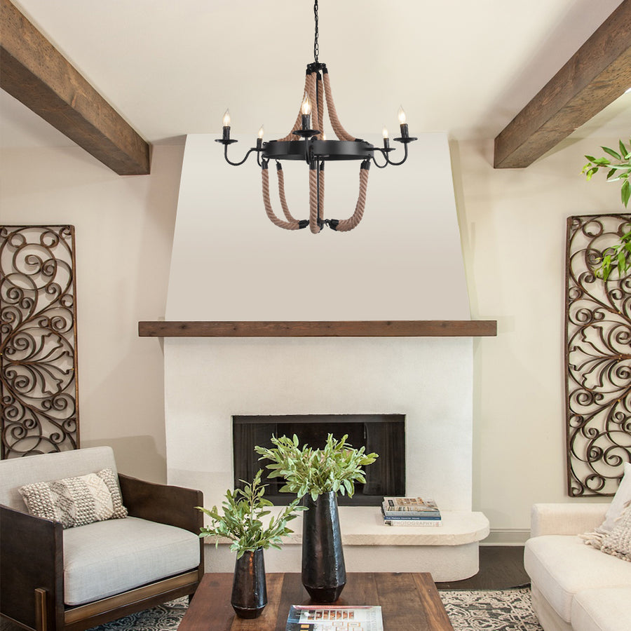 Farmhouse Rope Empire-Style Chandelier