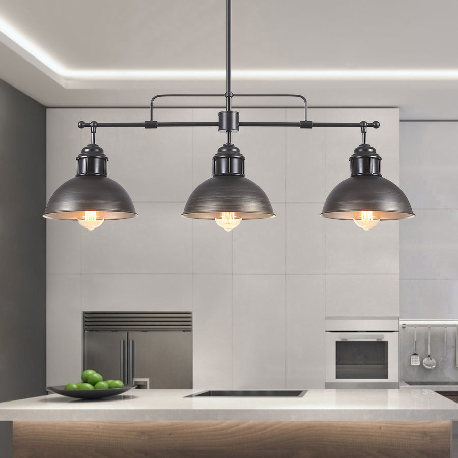 Industrial Kitchen 3-Light Dome Pendant Light - Thehouselights