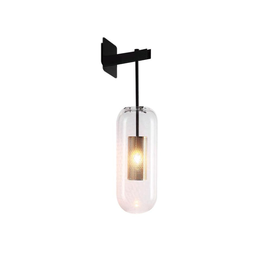 Kitchen Lightie-Mid-Century Modern 1-Light Glass Cylinder Wall Light Fixture-Wall Lights-Black-