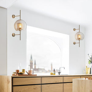Kitchen Lightie-Mid-Century Modern 1-Light Gold/Silver Glass Globe Wall Sconce-Wall Lights-Silver-