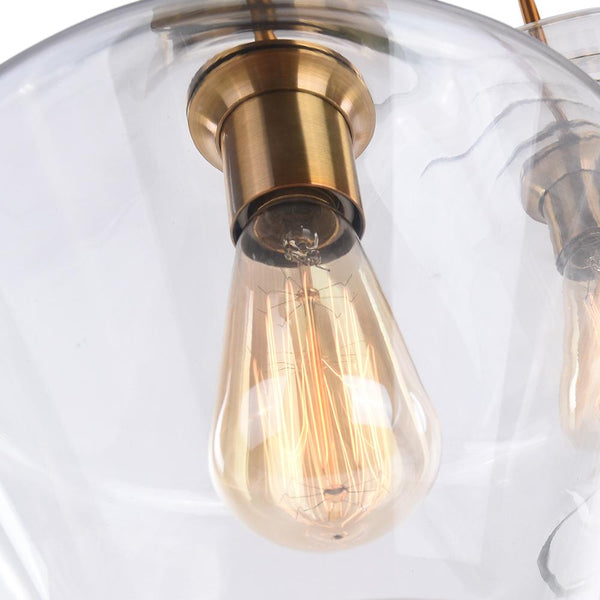 Kitchen Lightie-Modern Brass Geometric Glass Pendant Light-Pendants-Clear Glass-3 Lt-Round Canopy