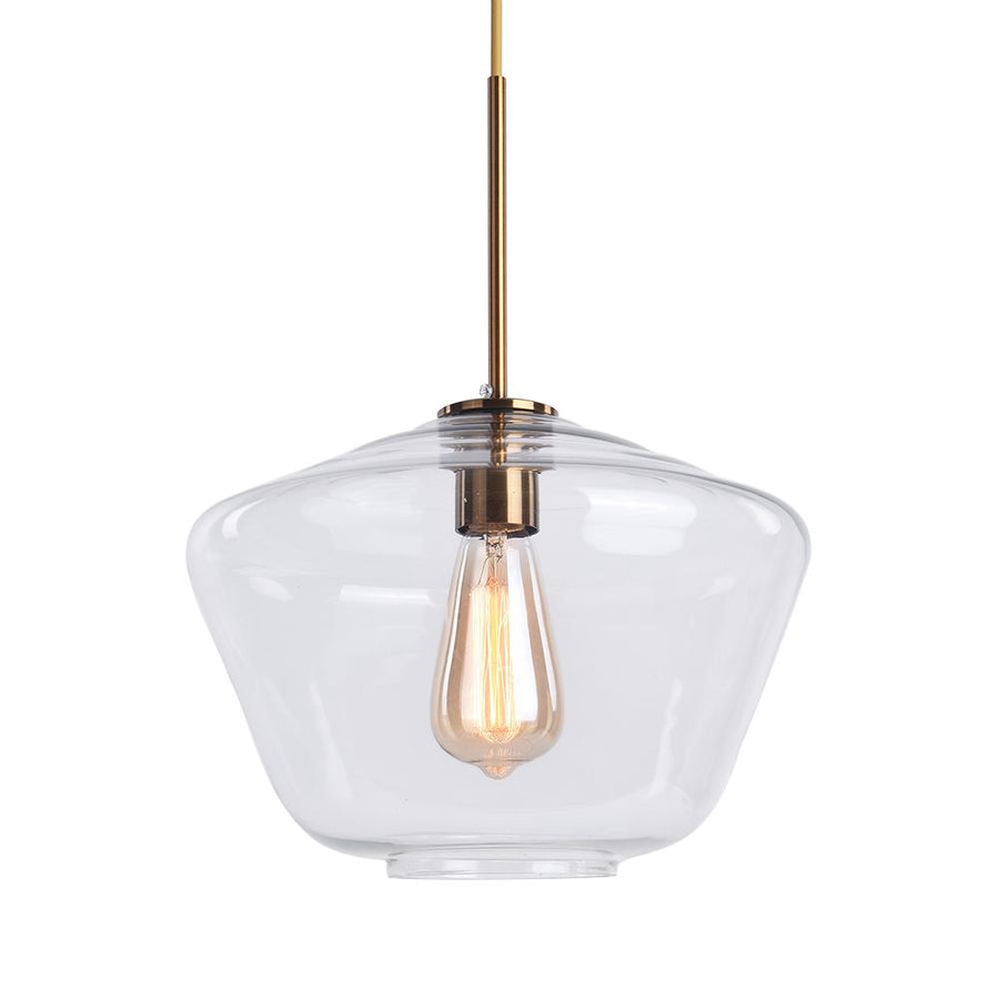 Kitchen Lightie-Modern Brass Geometric Glass Pendant Light-Pendants-Clear Glass-L