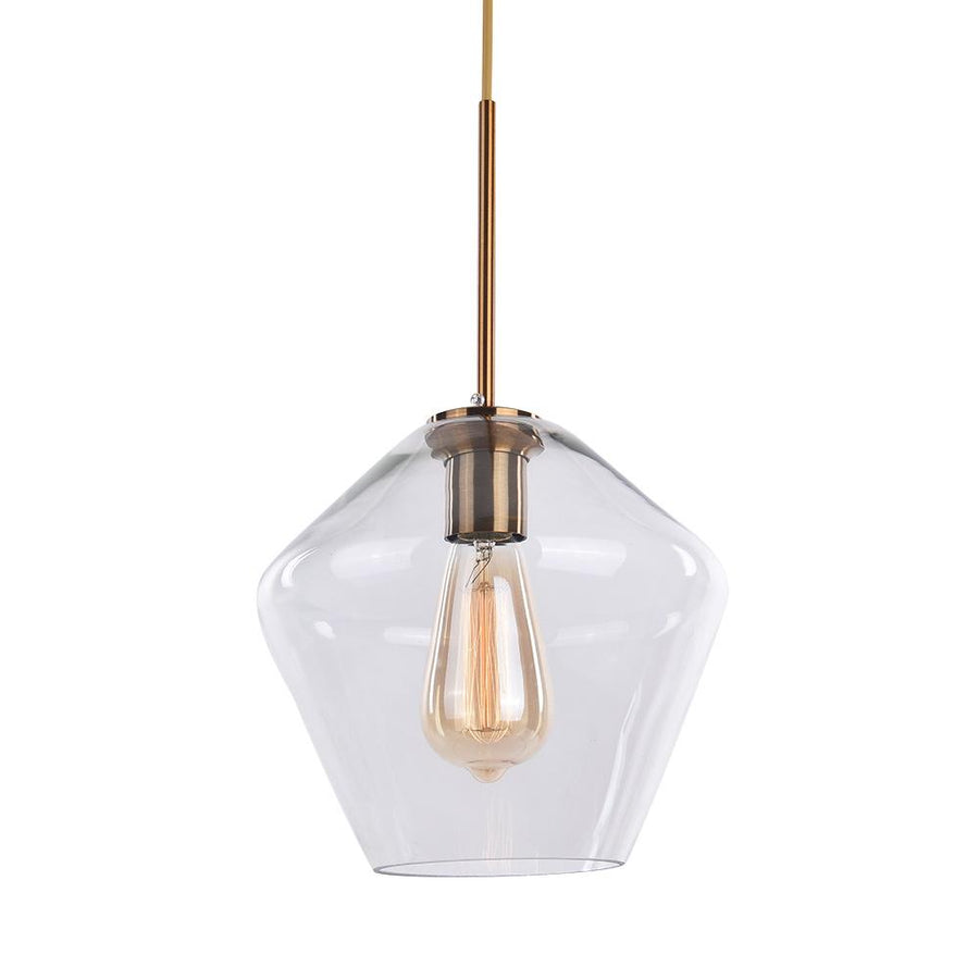 Kitchen Lightie-Modern Brass Geometric Glass Pendant Light-Pendants-Clear Glass-M
