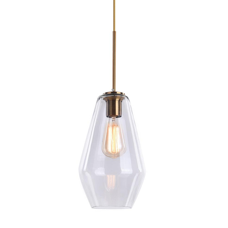 Kitchen Lightie-Modern Brass Geometric Glass Pendant Light-Pendants-Clear Glass-S
