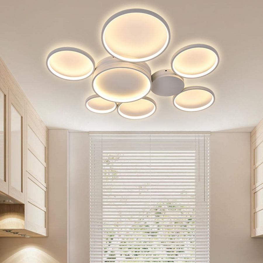 Kitchen Lightie-Modern LED 3/4/5/7 Rings Ceiling Light Flush Mount-Flush Mount-3 Bulbs-White Cool