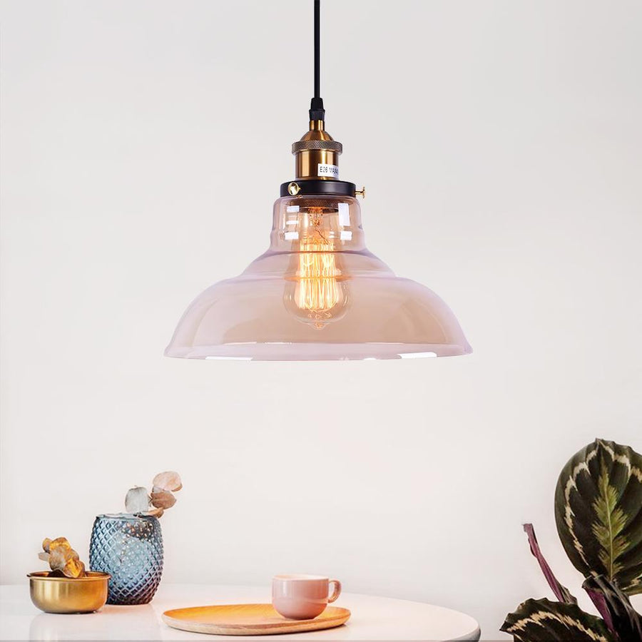 Kitchens Lightie-Industrial Antique Dome Amber Clear Glass Pendant Lighting-Pendants--