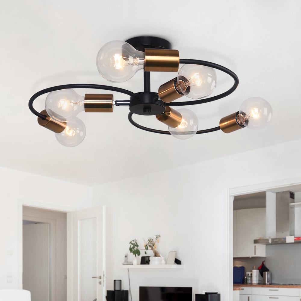 Mid-Century 6-Light Sputnik Adjustable Semi Flush Mount