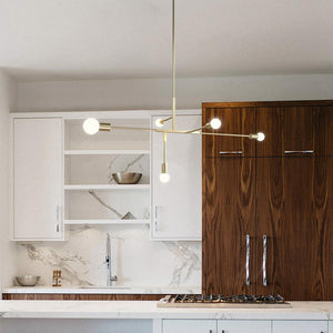 Kitchens Lightie-Mid-Century Modern Polished Brass Linear Chandelier Light-Chandelier--