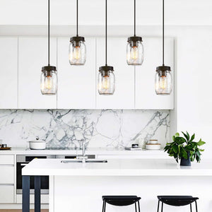 Kitchens 'n Lights-5-Light Cluster Clear Glass Mason Jar Pendant Light-Pendants-Default Title-