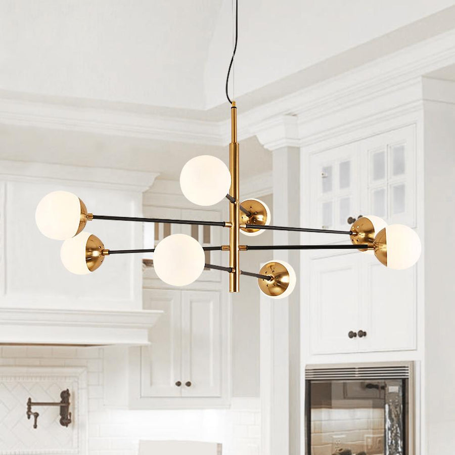 Kitchens 'n Lights-6/8 - Light Brass Sputnik Modern Linear Chandelier-Chandelier-8 Bulbs-