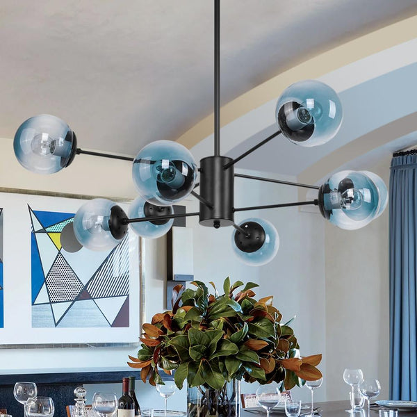 Kitchens 'n Lights-8-Light Modern Clear Blue Glass Bubble Chandelier--Default Title-