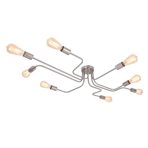 Kitchens 'n Lights-8-Light Traditional Sputnik Linear Semi-Flush Mount-Flush Mount-Nickle-
