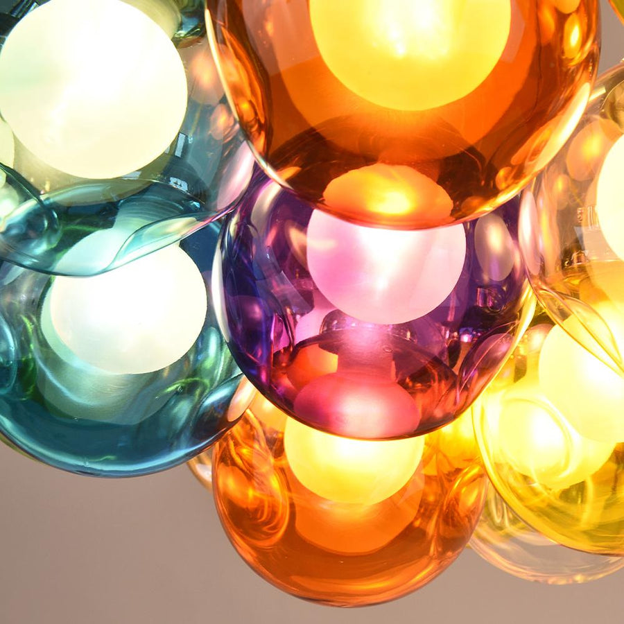 Kitchens 'n Lights -Cluster Glass Pendant Lights with Multi-color Globes-Pendant Light-Yellow Tone-7 Globes