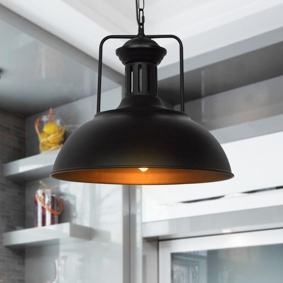 Kitchens 'n Lights-Industrial Single Kitchen Dome Pendant Light-Pendants-Black-