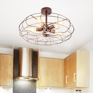 Kitchens 'n Lights-Industrial Vintage Semi Flush Mount Ceiling Light-Flush Mount-Black-
