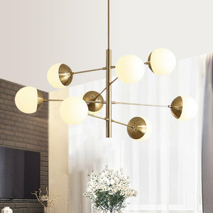 Kitchens 'n Lights-Mid-Century Modern Opal Blown Globe Sputnik Sphere Chandelier-Chandelier-Default Title-