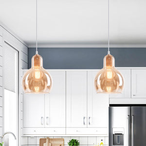 Kitchens 'n Lights-Modern 1-Light Teardrop Blown Glass Globe Pendant-Pendants-Gray-