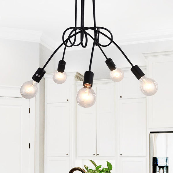 Kitchens 'n Lights-Modern 5-Light Spider Black Geometric Chandelier-Chandelier-Default Title-