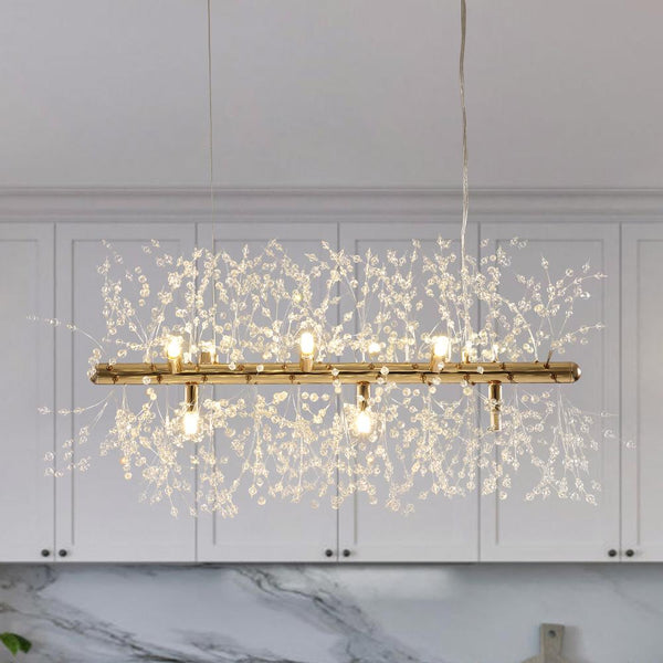 Thehouselights-Modern 8-Light Crystal Pendant Lighting-Chandelier-Chrome-