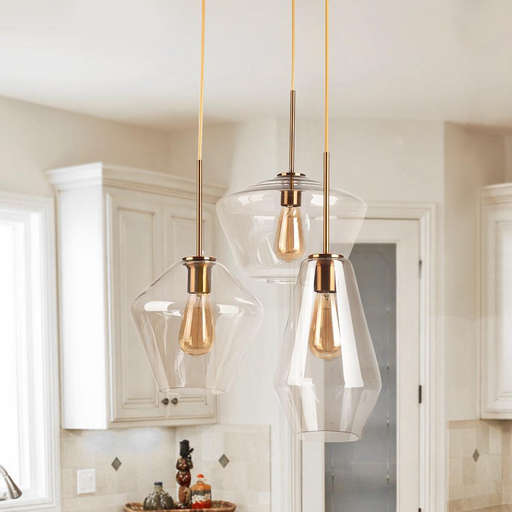 Modern Brass Geometric Glass Kitchen Pendant lighting