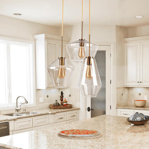Kitchens 'n Lights-Modern Brass Geometric Glass Pendant light-Pendant Light-Clear Glass-S