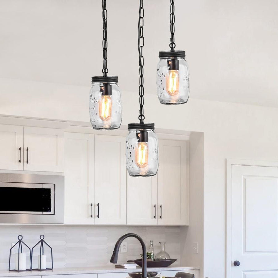 Kitchens 'n Lights-Modern Farmhouse 3-Light Mason Jar Cluster Pendant Light-Pendants-Default Title-