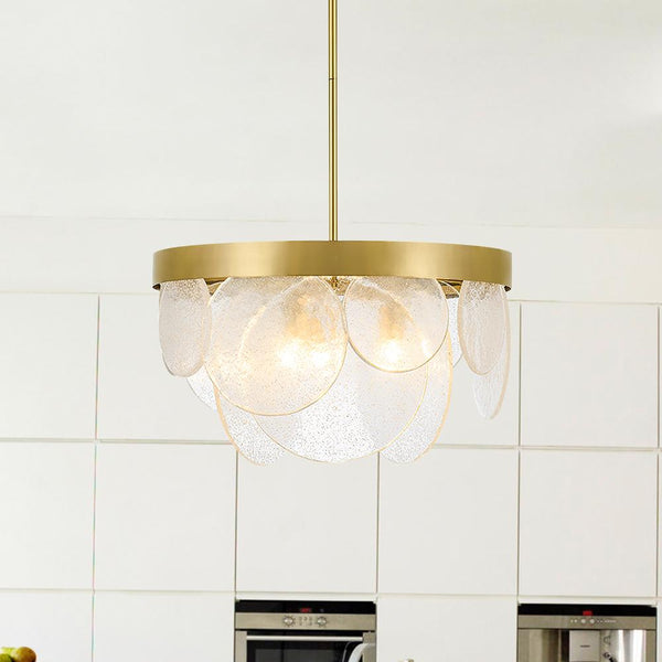 Kitchens 'n Lights -Modern Glass Disk Chandelier with Brass Frame-Chandelier-Default Title-