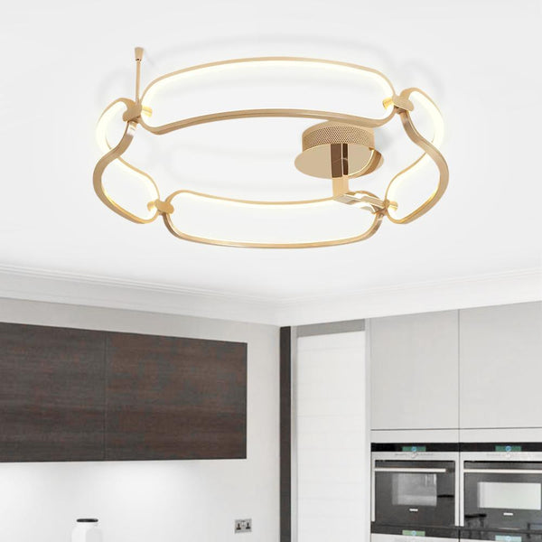 Kitchens 'n Lights-Modern LED Circle Semi Flush Mount Ceiling Light-Ceiling Light-Gold-18''