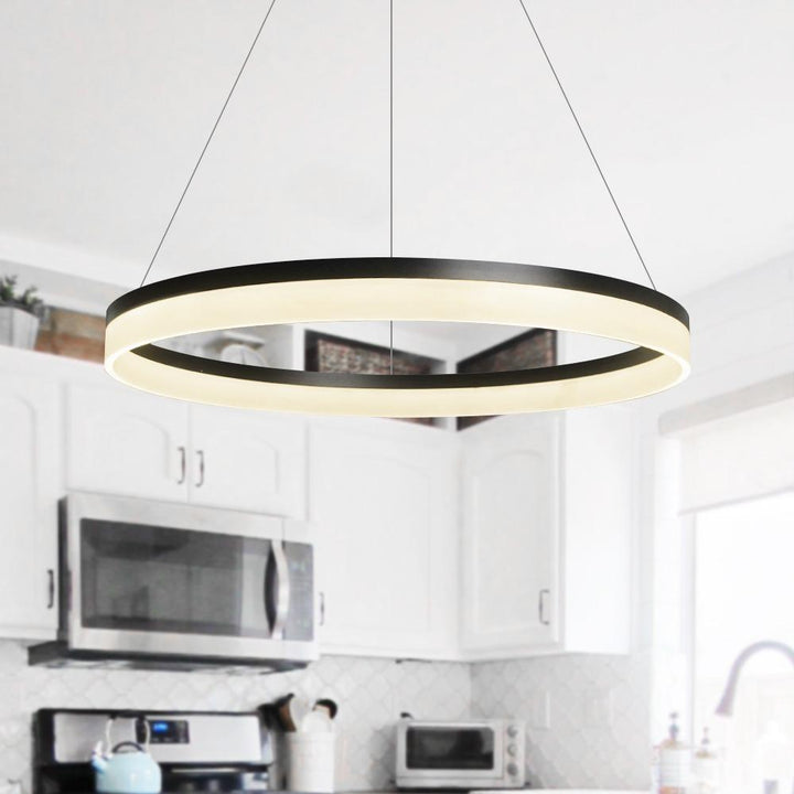 Kitchens 'n Lights-Modern White / Black Wagon Wheel LED Chandelier Light-Chandelier-24''-Warm White