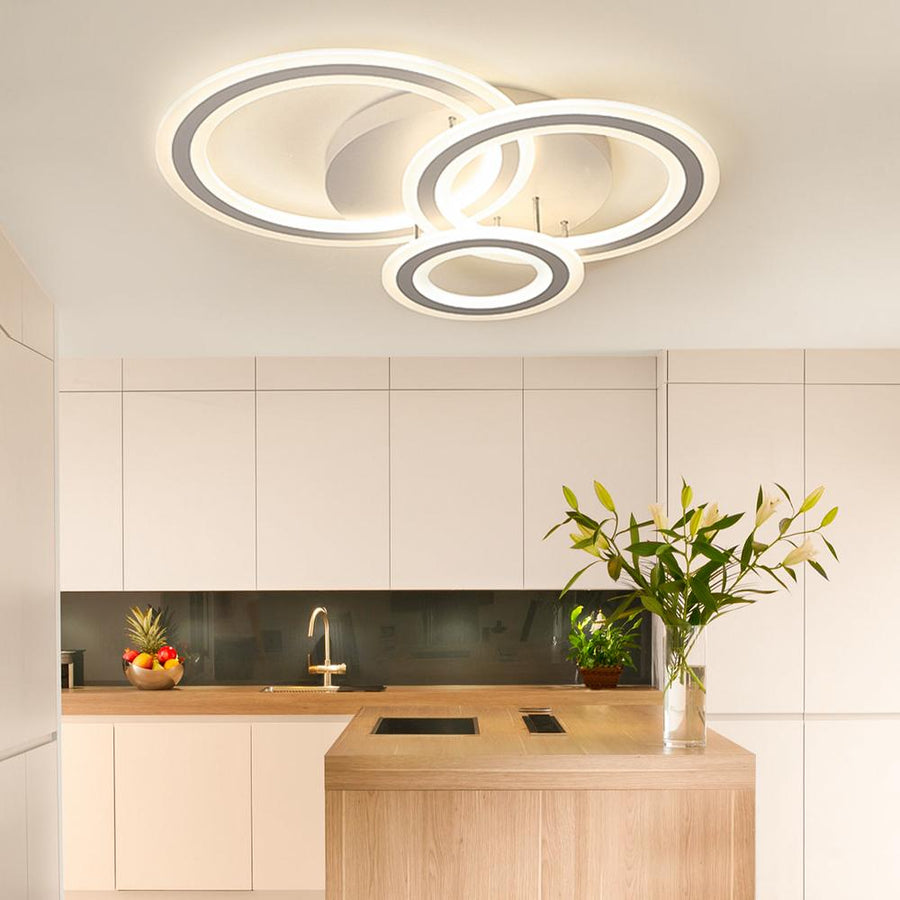 Kitchens 'n Lights -White 3 Rings LED Semi Flush Mount Ceiling Light-Flush Mount-Warm White-