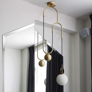 Thehouselights-1-Light Brass Hanging Pendant Light-Pendant--