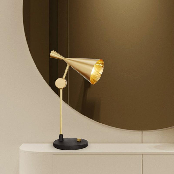 Thehouselights-1-Light Cone-Shape AdjustableTable Lamp-Table Lamp-Brass-