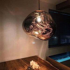 Thehouselights-1-Light Melt Kitchen Pendant Light-Pendant-Amber/Gold 11 in.-