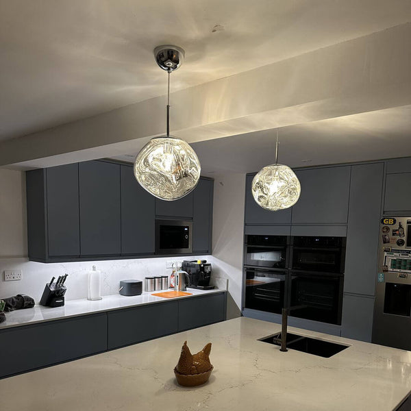 Thehouselights-1-Light Melt Kitchen Pendant Light-Pendant-Grey 36 cm.-