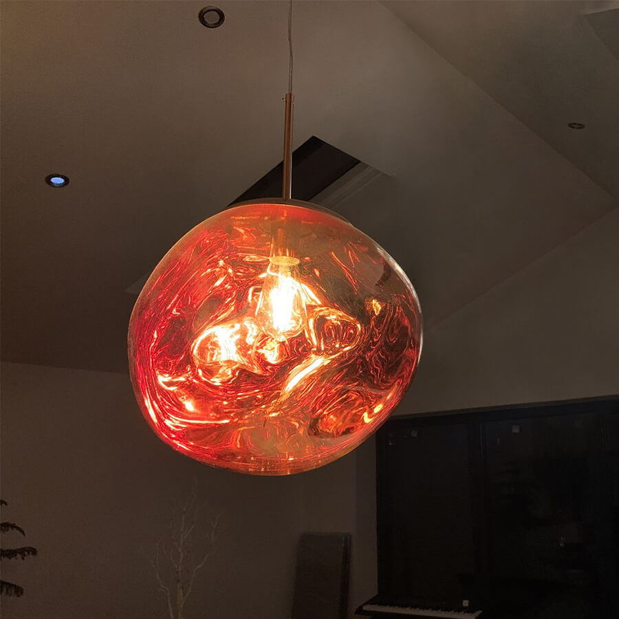Thehouselights-1-Light Melt Kitchen Pendant Light-Pendant-Red 28 cm.-