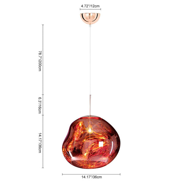 Thehouselights-1-Light Melt Kitchen Pendant Light-Pendant-Red 28 cm.-
