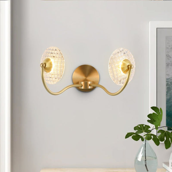 Thehouselights-1/2 Light Curving Brass Wall Sconce-Wall Lights-2-Light-