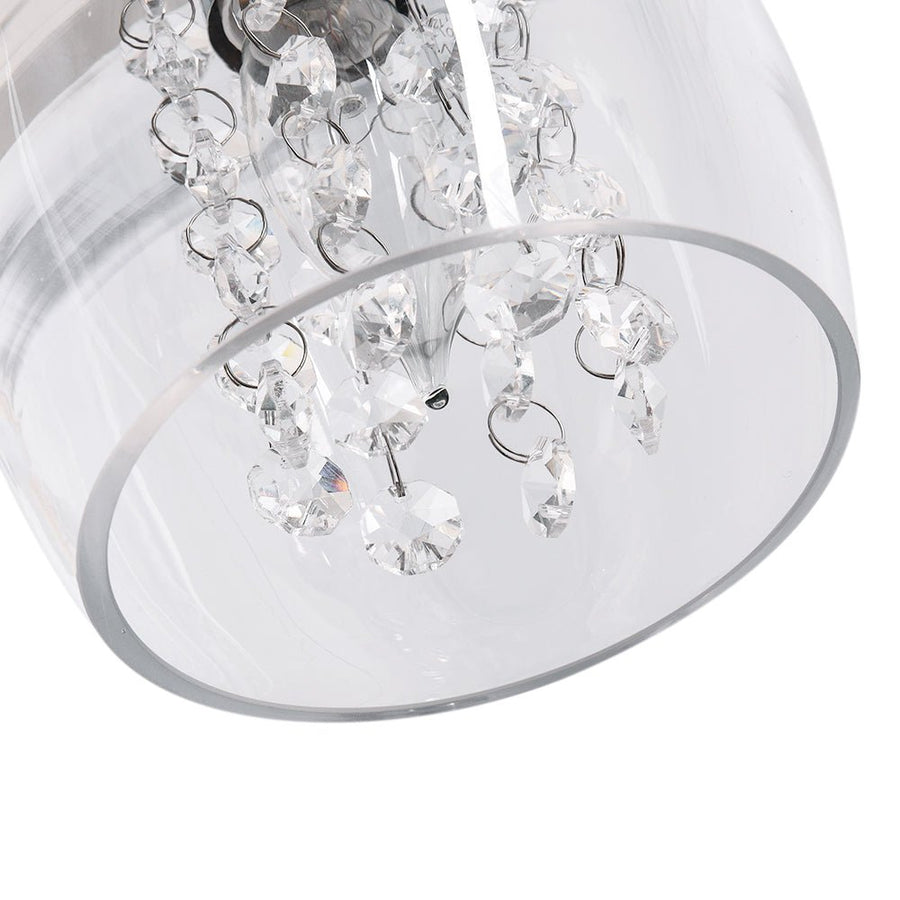 Thehouselights-1/3 Light Glass Dome Pendant Lighting with Crystal Beads-Pendant-3Lt-