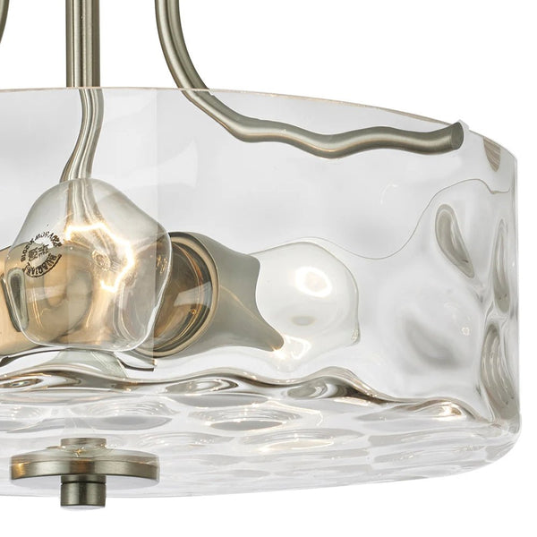 Thehouselights-2-Light Nickel Glass Semi Flush Mount-Flush Mount--