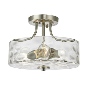 Thehouselights-2-Light Nickel Glass Semi Flush Mount-Flush Mount--