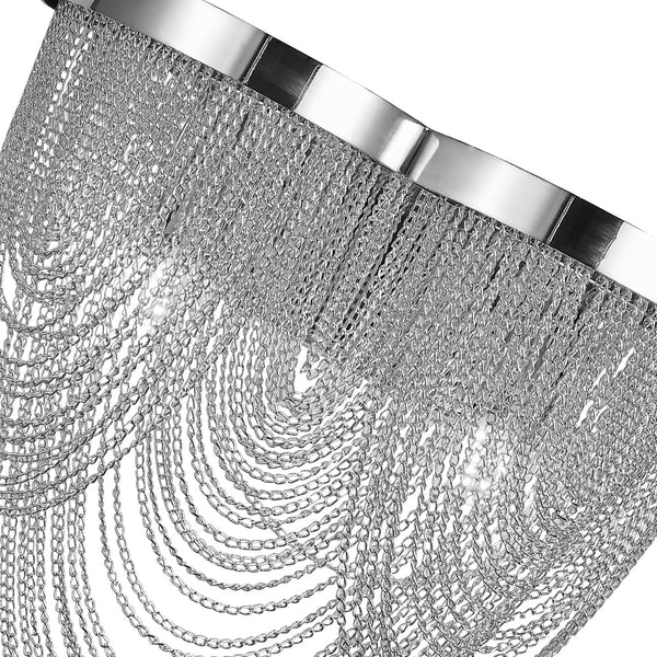 Thehouselights-2-Light Silver Tassel Wall Sconce in Chrome-Wall Lights--