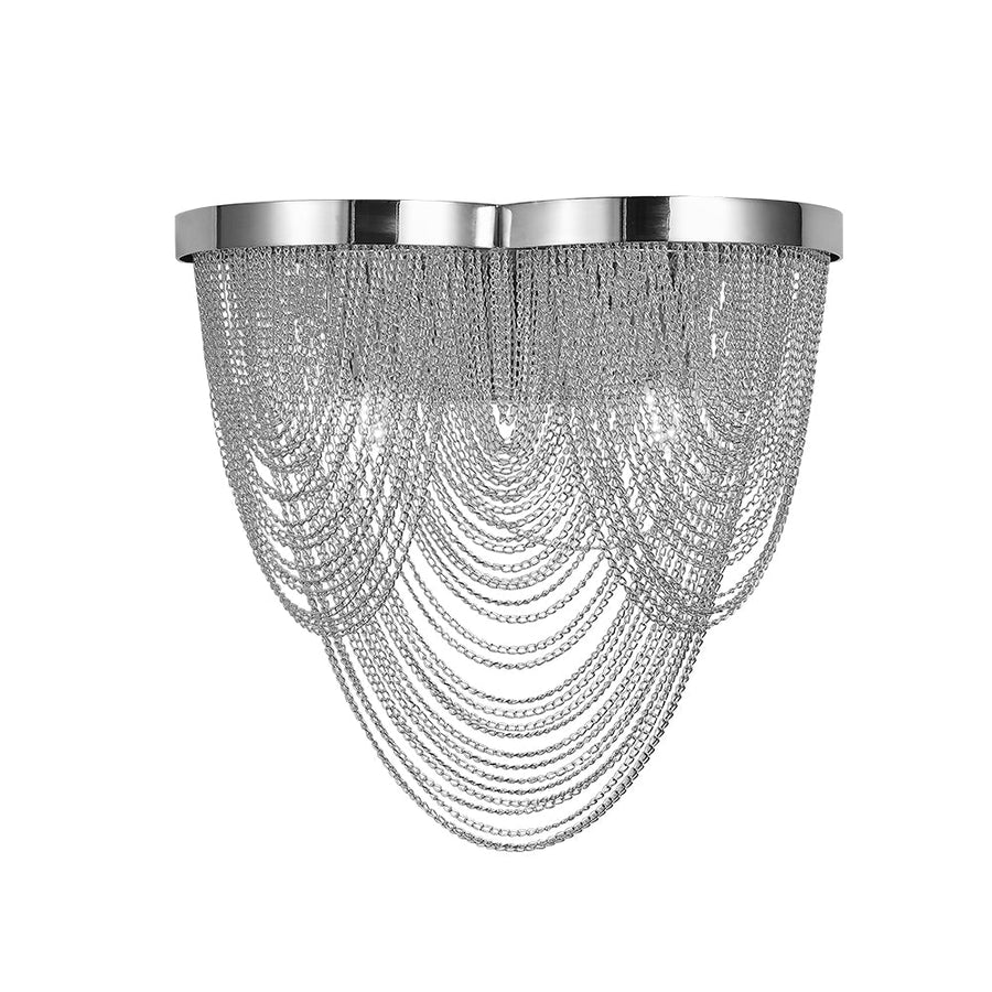 Thehouselights-2-Light Silver Tassel Wall Sconce in Chrome-Wall Lights--