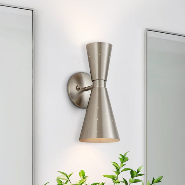 Thehouselights-2-Light Starry Hourglass Wall Sconce-Wall Lights-Nickel-