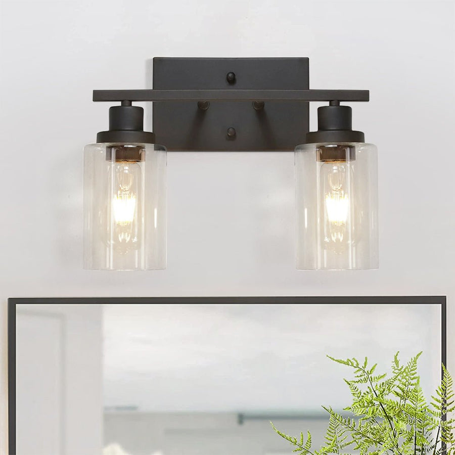 Thehouselights-2/3 Light Clear Glass Wall Light Fixture-Wall Lights-2 Bulbs-