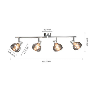 Thehouselights-2/4 Light Curved Wall Sconces Bowl Flush Mount Ceiling Light with Smoke Glass Shade-Wall Lights-4Lt-