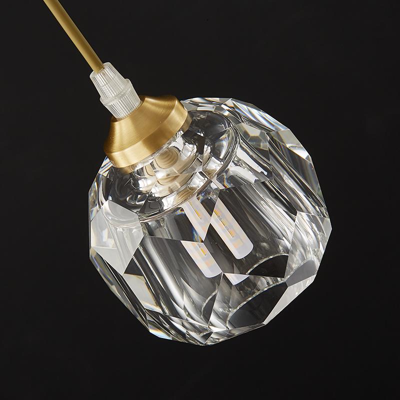 Thehouselights-3-Light Clear Crystal Shade Pendant Light-Pendant--
