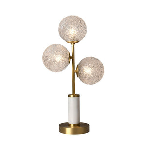 Thehouselights-3 Light Glass Globe Table Lamp Marble Base-Table Lamp--