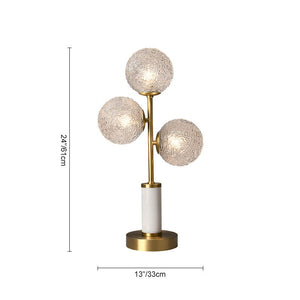 Thehouselights-3 Light Glass Globe Table Lamp Marble Base-Table Lamp--