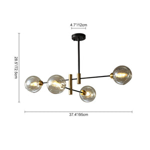 Thehouselights-4 Light Amber Glass Sputnik Chandelier-Chandelier--
